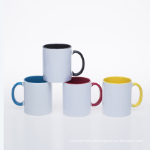 Taza glaseada de color acristalada de color cilindro de 11 oz Taza glaseada con tazas de café de dos tono